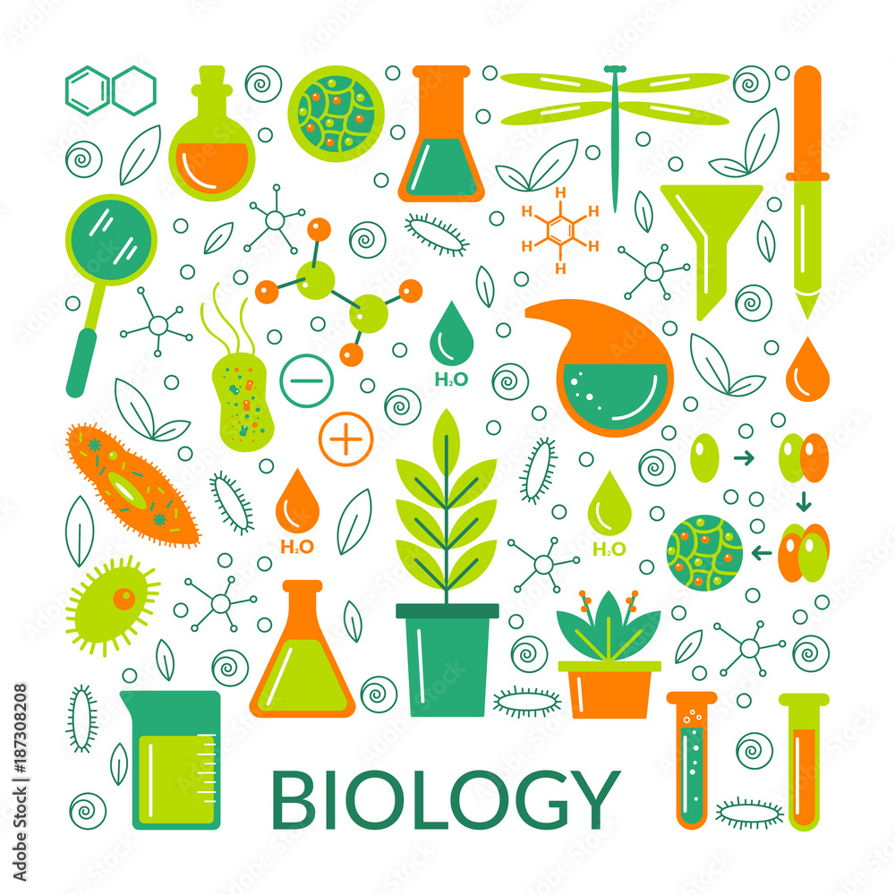 A set of scientific biological icons A set of scientific biological icons