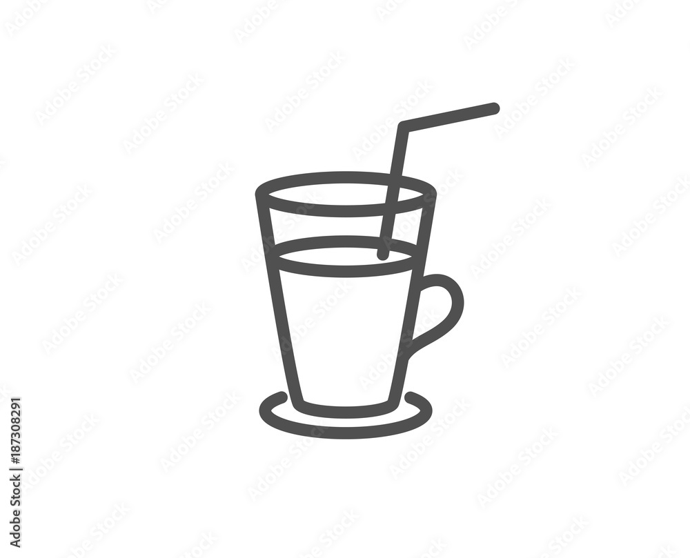 Coffee or Cocktail line icon. Fresh drink sign. Beverage symbol. Quality design element. Editable stroke. Vector Coffee or Cocktail line icon. Fresh drink sign. Beverage symbol. Quality design element. Editable stroke. Vector