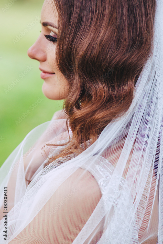 Close up portrait of beautiful bride in the park Close up portrait of beautiful bride in the park