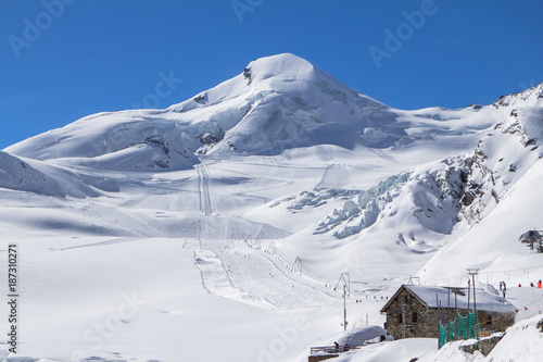Ski station on top of the mountain photo