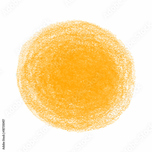 Orange crayon scribble texture stain isolated on white background