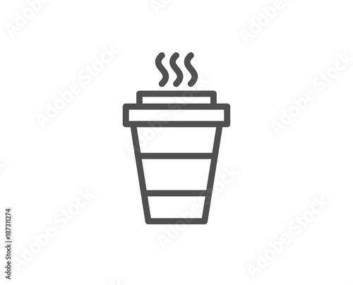 Takeaway Coffee cup line icon. Hot drink sign. Takeout symbol. Quality design element. Editable stroke. Vector