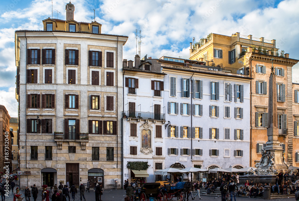 Italian facade on Rotonda Square in Rome