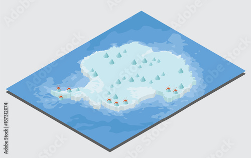 Isometric 3d Antarctica physical map elements. Build your own geography info graphic collection