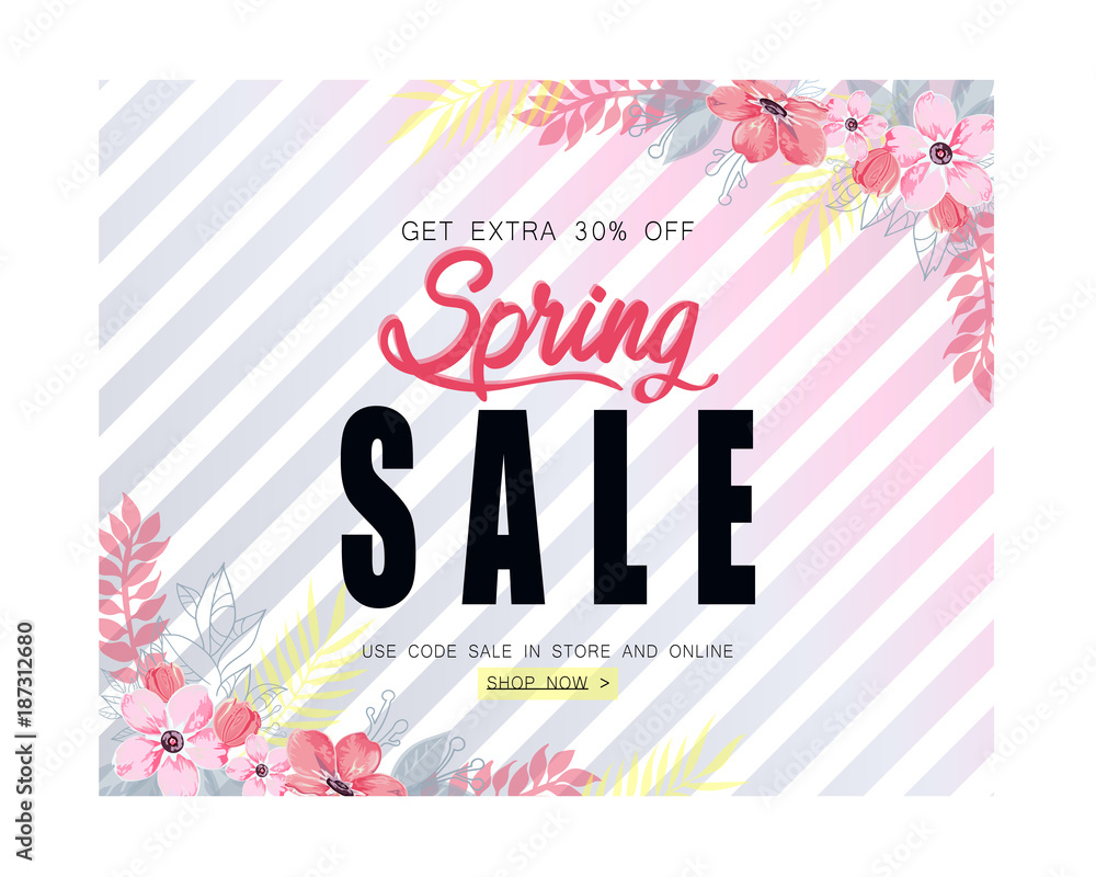 Spring sale background vector illustration.