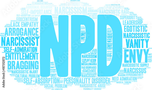 NPD Word Cloud on a white background. 