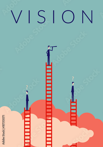 Minimalist stile. vector business finance. Successful vision concept with icon of businessman and telescope, Symbol leadership, strategy, mission, objectives.