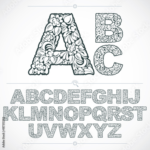Ecology style flowery font,...