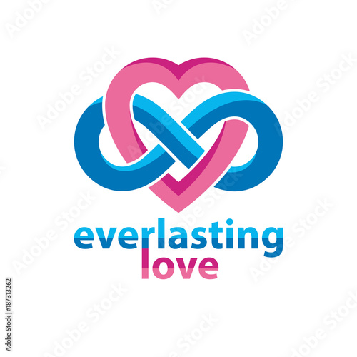 Everlasting Love concept, vector symbol created with infinity loop sign and heart.