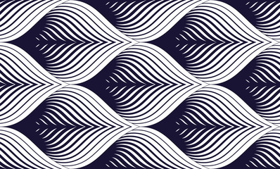 Fototapete Geometrische Blättermuster Geometrisches Schuppenmuster in Schwarz-Weiß  © Sylverarts