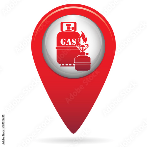Camping stove with gas bottle icon vector
