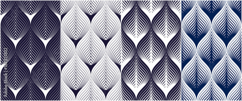 Abstract lines geometric seamless patterns set, vector repeat endless fabric ...