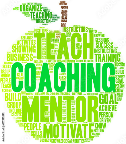 Coaching Word Cloud on a white background. 