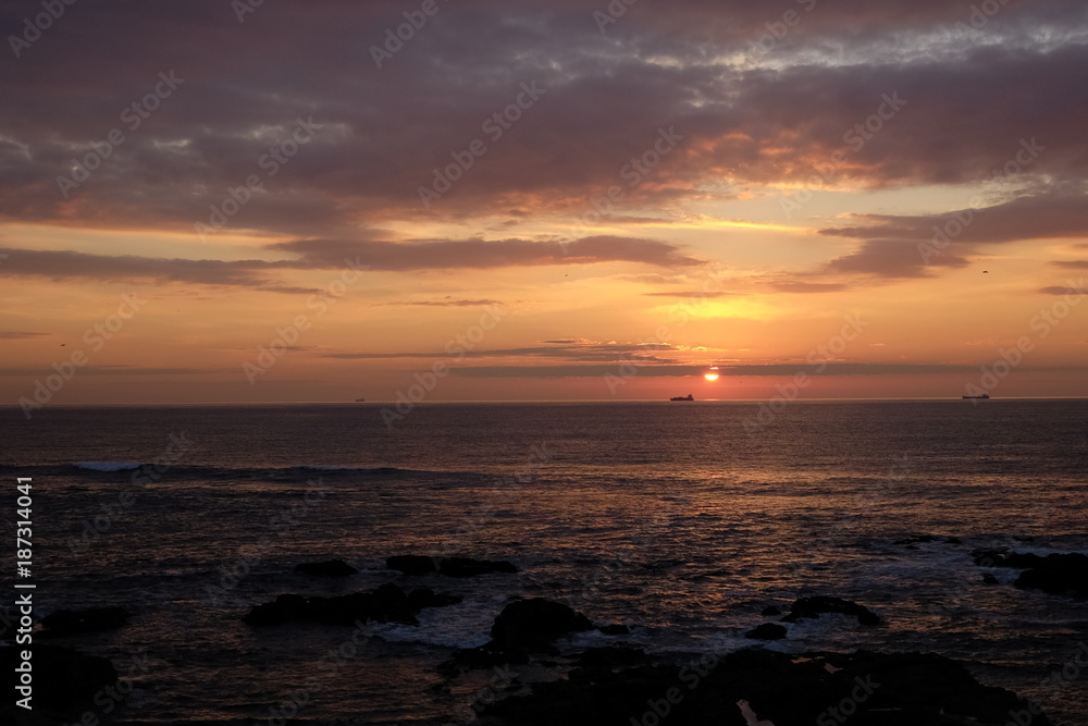 winter sunset on the sea