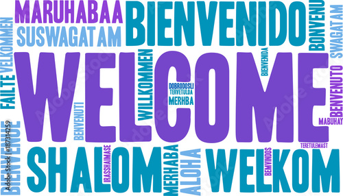 International Welcome Word Cloud. Each word used in this word cloud is another language's version of the word Welcome.