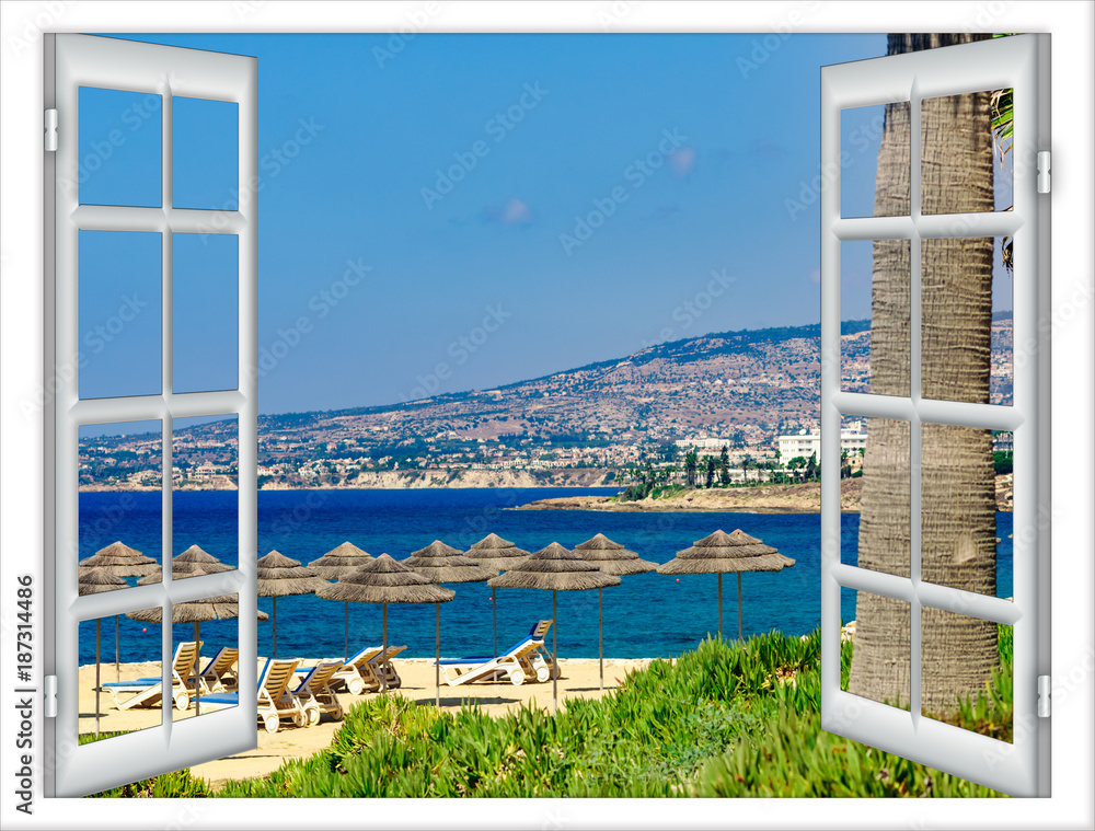 Fototapeta okno z widokiem na plażę