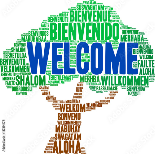 International Welcome Word Cloud. Each word used in this word cloud is another language's version of the word Welcome.
