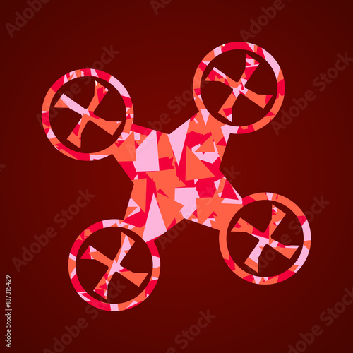 drone quadcopter. Vector drone. Camouflage drone. Dron with triangles.