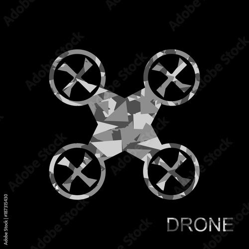 drone quadcopter. Vector drone. Camouflage drone. Dron with triangles.
