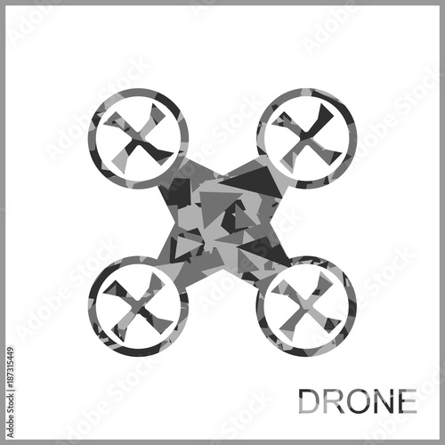 drone quadcopter. Vector drone. Camouflage drone. Dron with triangles.