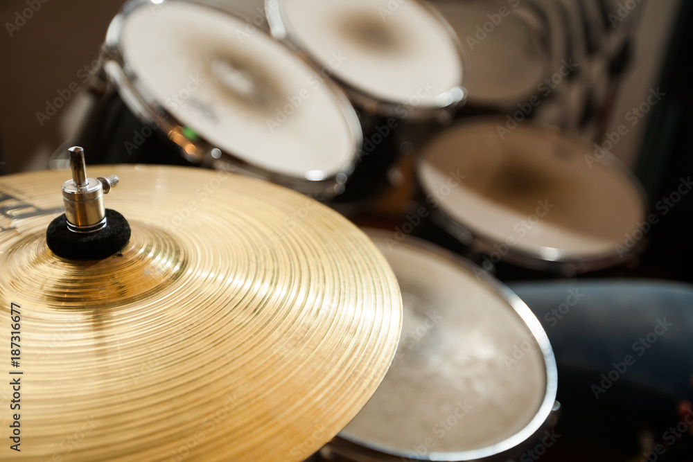 Obraz premium drum set. drum cymbal close up.