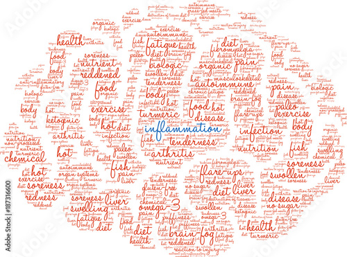 Inflammation Word Cloud on a white background. 