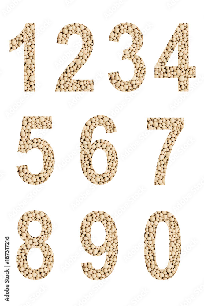 Numbers of mineral fertilizers isolated on white background Numbers of mineral fertilizers isolated on white background