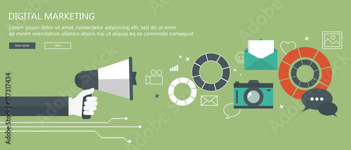 Digital marketing concept. Flat vector illustration.