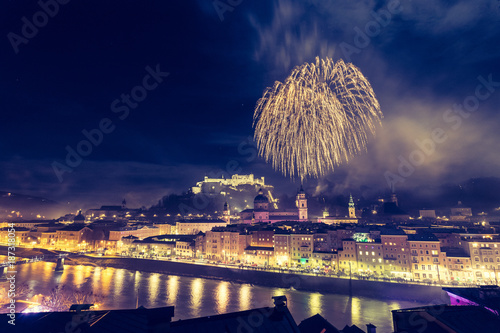 Photography Feuerwerk über der Altstadt von Salzburg, Festung Hohensalzburg