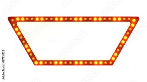Red Marquee light board sign retro on white background. 3d rendering 