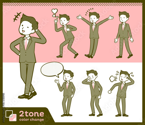 2tone type suit short hair beard men_set 3