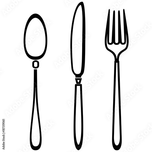 Spoon knife and fork outline set