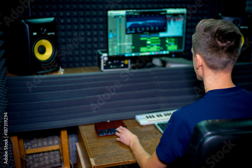 Musician in a recording studio