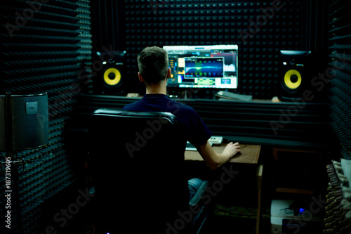 Musician in a recording studio