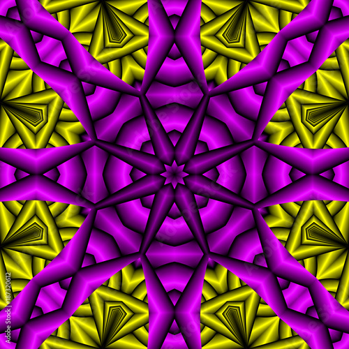abstrakt fraktal oktagonal lila gold illustration photo