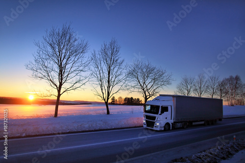 Wallpaper Mural Truck transportation at sunset Torontodigital.ca