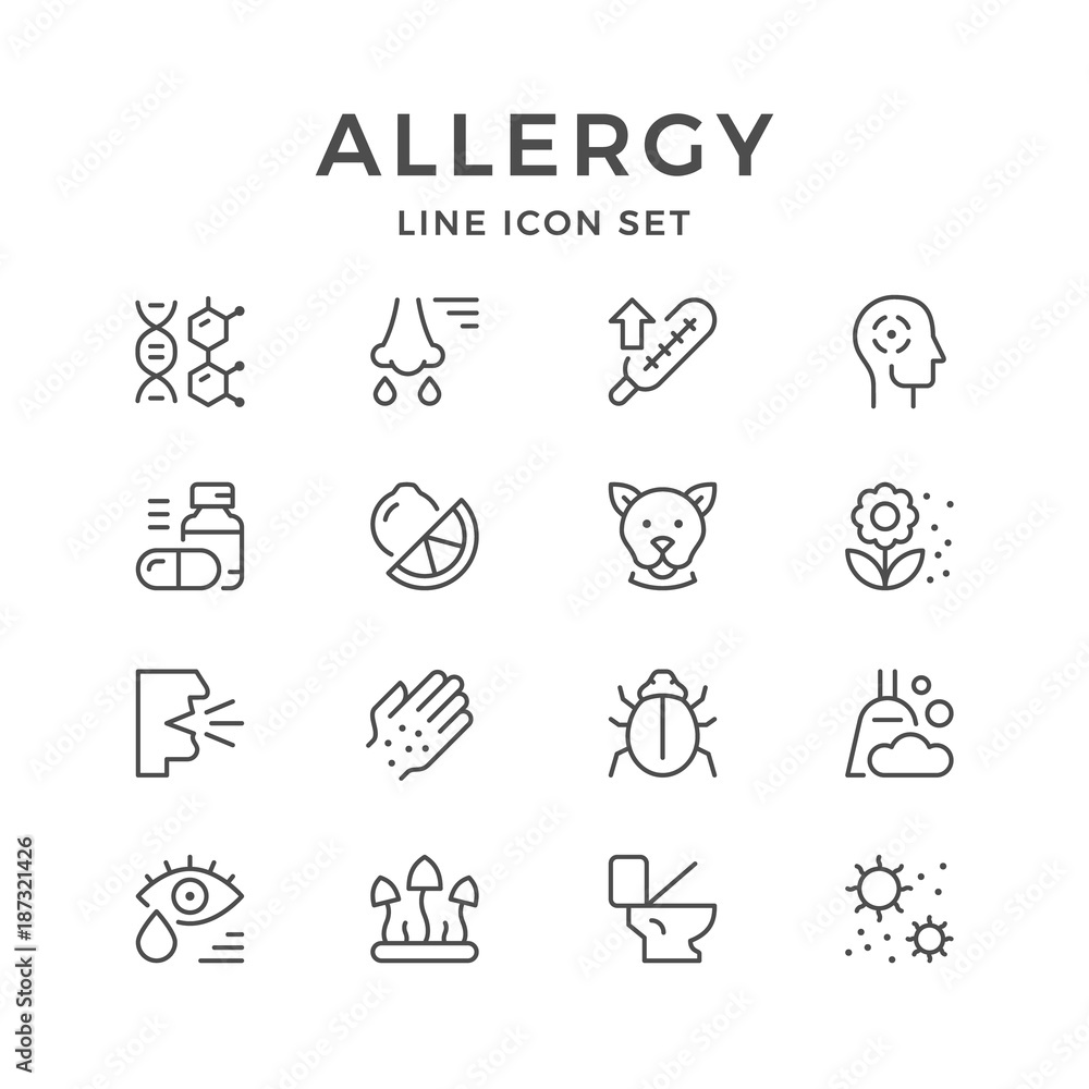Set line icons of allergy Set line icons of allergy