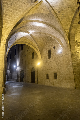 Rieti  Italy   historic buildings at evening