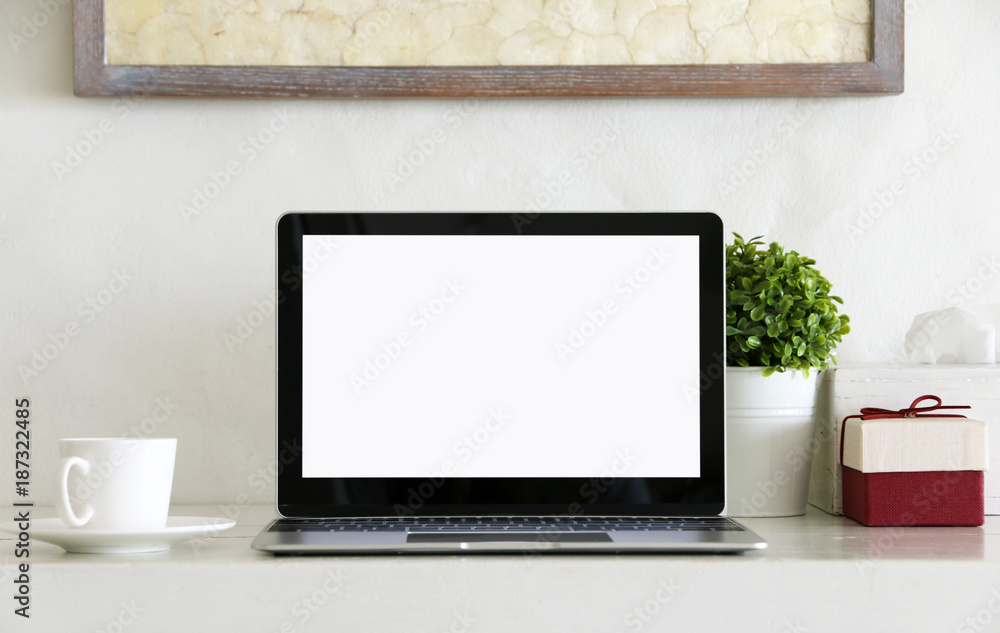 Laptop computer screen for business on the table Laptop computer screen for business on the table