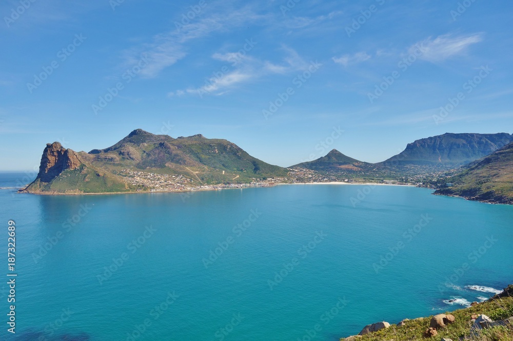 View of Hout Bay from Chapmans Peak Drive near the Cape of Good Hope, South Africa 