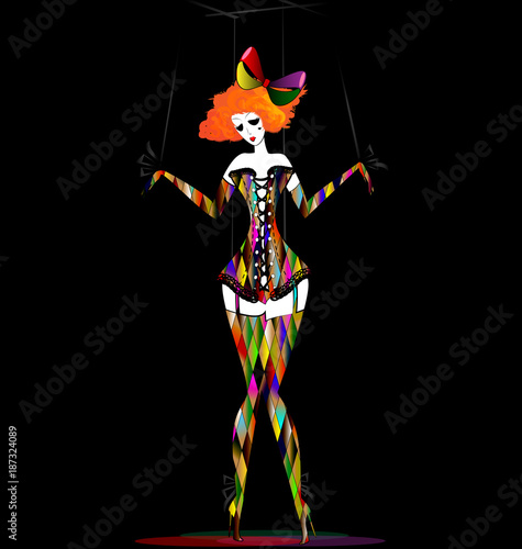 dark and colored puppet