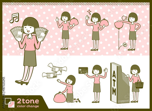 2tone type Straight bangs hair blouse woman_set 11