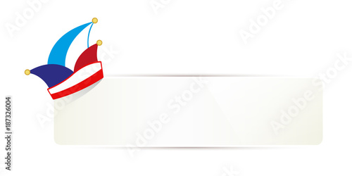 weißes banner mit faschingskappe