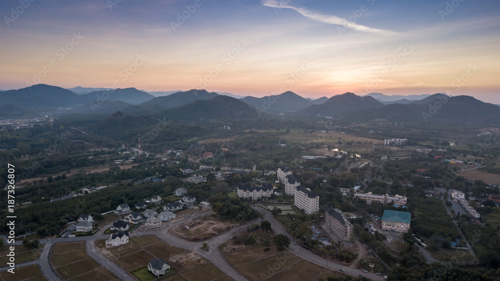 aerial view from drone: Landscape of Pak Chong District