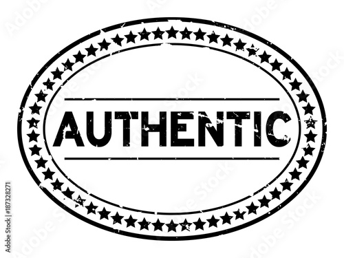 Grunge black authentic oval rubber seal stamp on white background