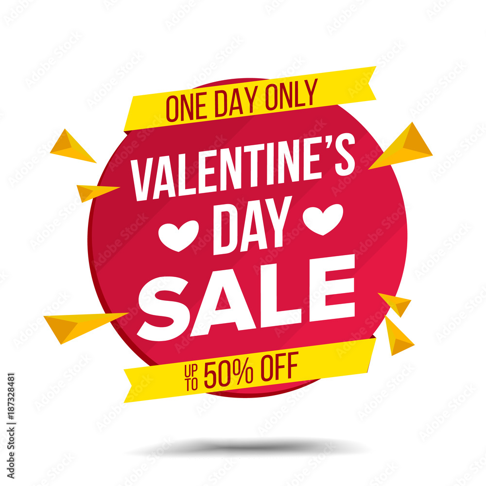 Valentine s Day Sale Banner Vector. February 14 Advertising Element. Isolated On White Illustration