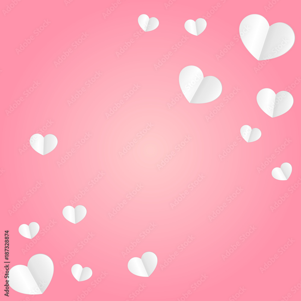 Hearts Confetti Random Falling Background. St. Valentine's Day pattern.  