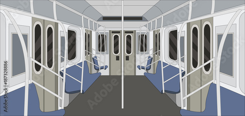 Metro train. Passangers In Subway. Public Transport.
