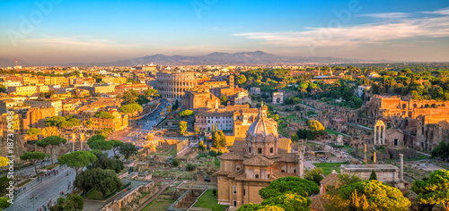 Top view of Rome city skyline from Castel Sant'Angelo