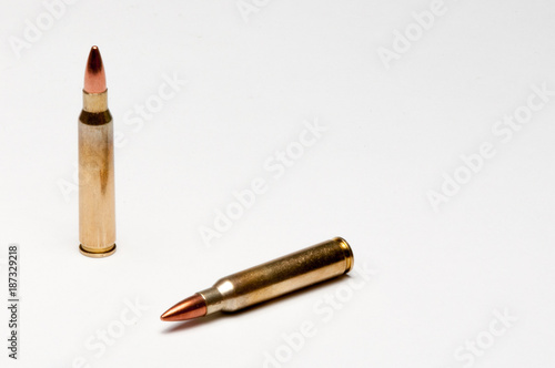 A pair of isolated 223 cartriges on a white background